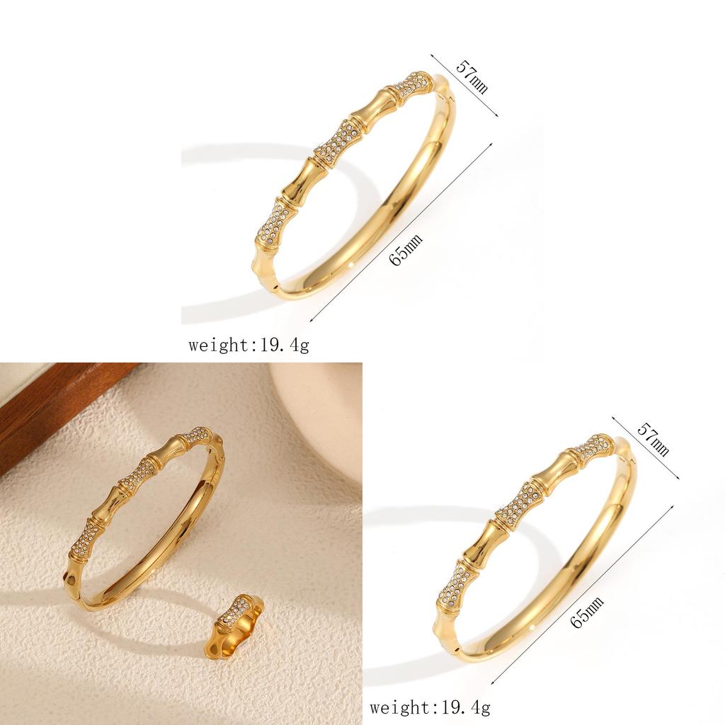 Modern Luxury Stainless Steel Jewelry Set With Beaded Bangle And Ring For Women
