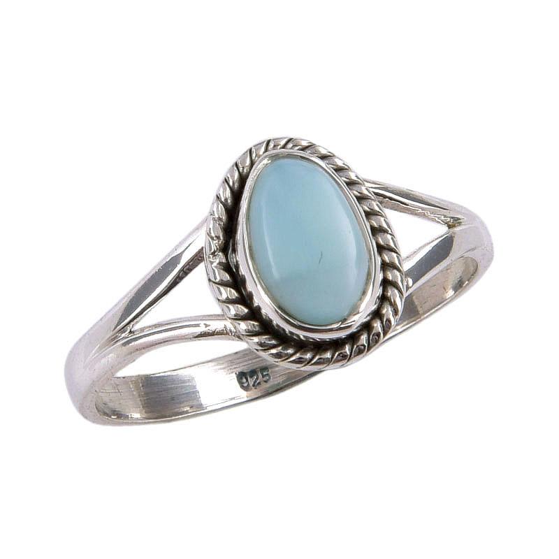 Natural Republic Larimar Gemstone Handmade 925 Sterling Silver Ring S.8.5 S8e75
