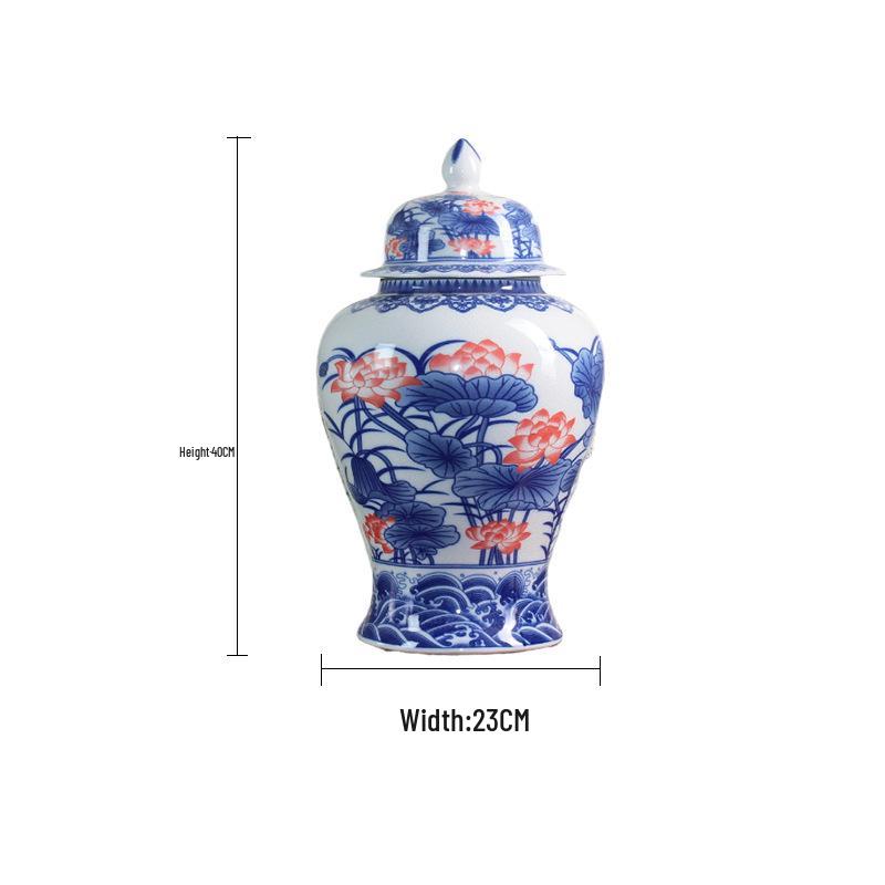 Hand-Painted Chinese General Jar with Happiness Character - Ceramic Vase Ornament for Home Decor