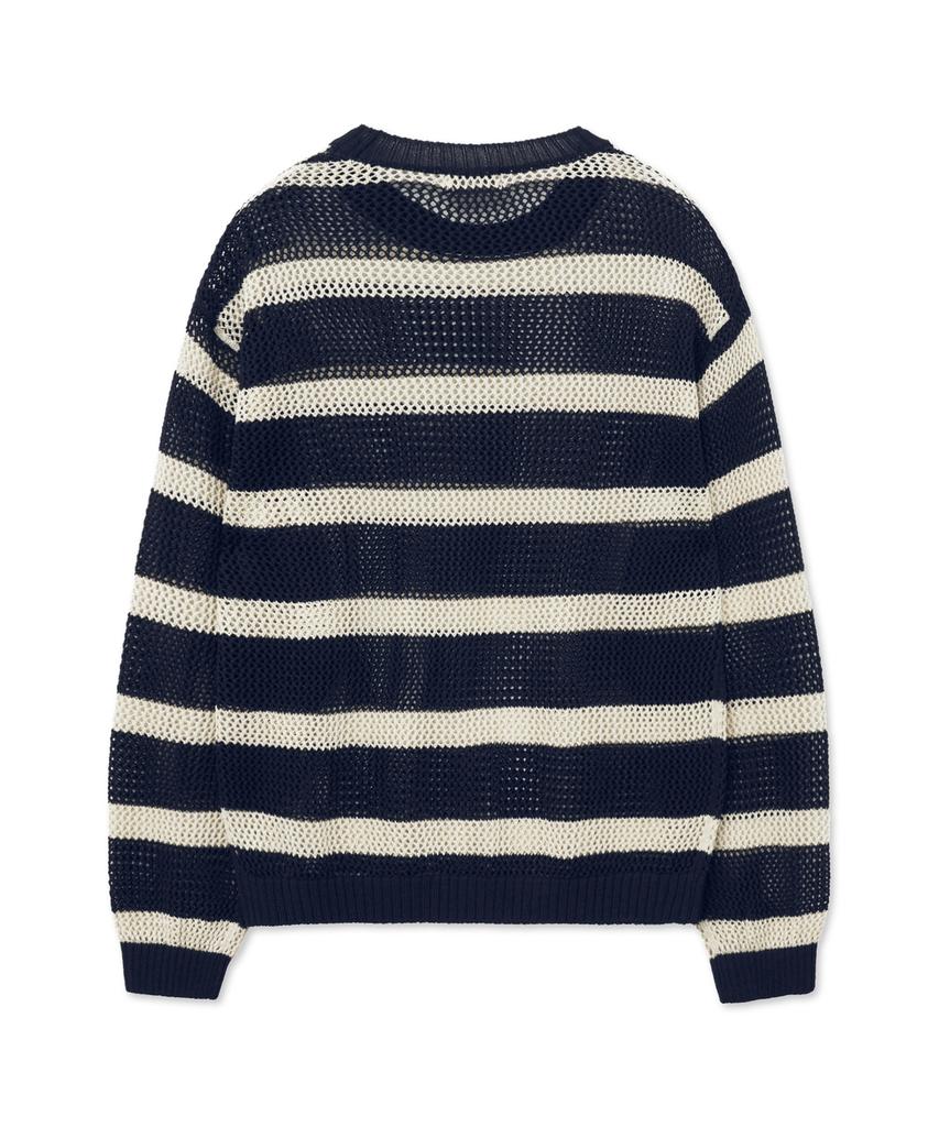 YALE Striped Curly Knit_Navy