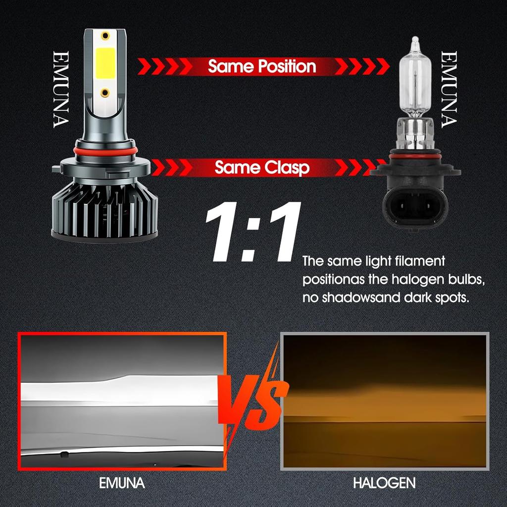 EMuna Fit For Chevrolet Silverado 1500(2007-2015) Chevy Silverado 2500 HD 3500 HD(2007-) Combo 9005 High Beam H11 Low Beam LED Headlight + 5202/H16