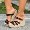 Fashion Women Wedge Sandals 2025 New Narrow Band Dress High Heels Wedges Shoes Women Brand Buckle Strap Women Sandals Sandalias De Mujer