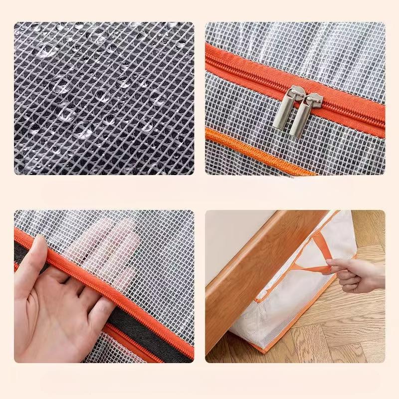 Large Size Clear Mesh Storage Bags for Blankets Down Jackets Clothes Foldable Underbed Organizer Moving Home Use Organization