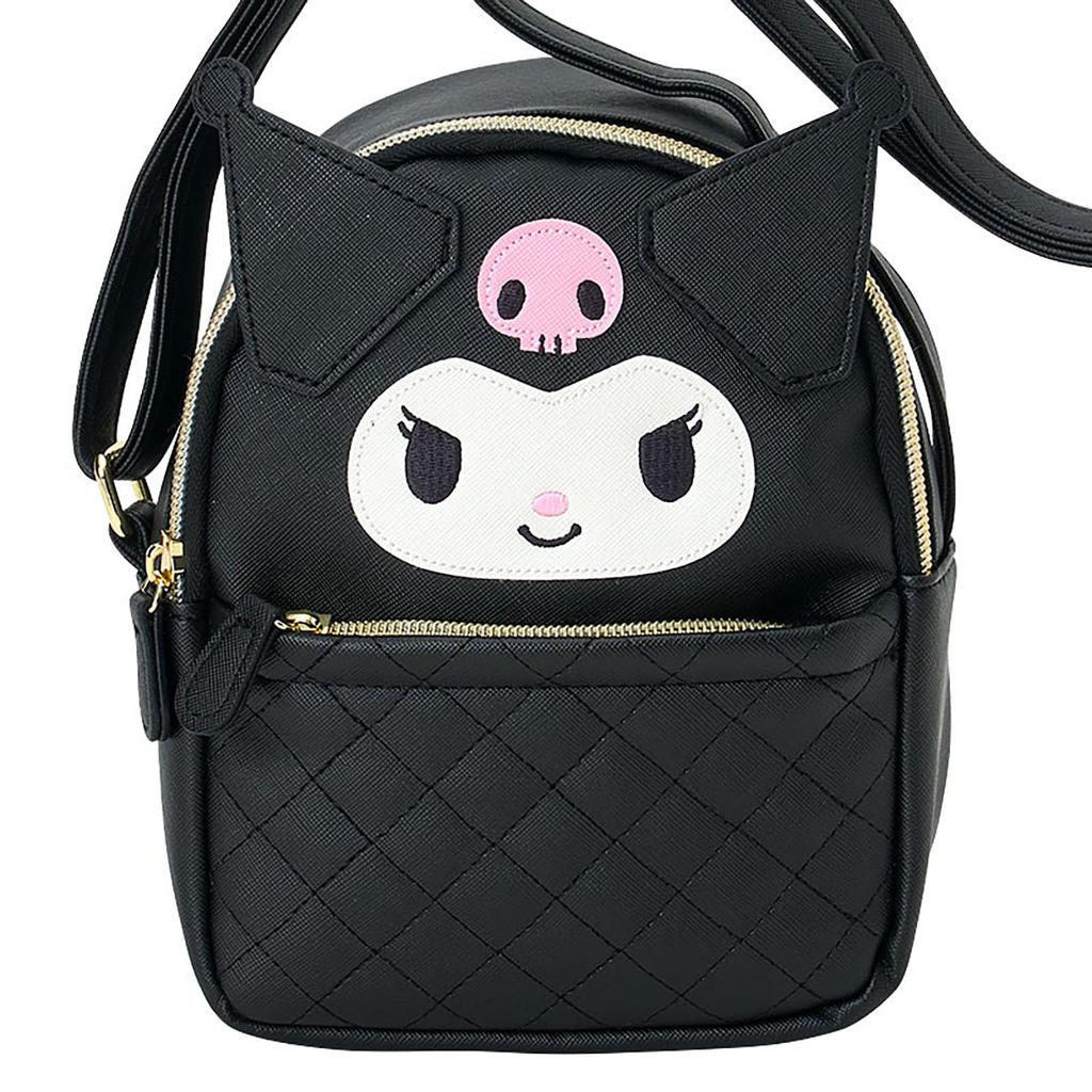 Sanrio Kuromi Shoulder PU Ages 3 and 159964 Face-Shaped Bag, Leather, Up,