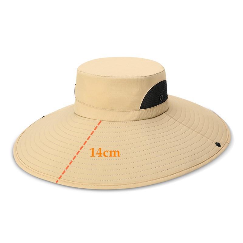 62cm Męski Kapelusz Outdoorowy Letni Kapelusz Wędkarski Turystyczny Jeździecki Duże Rondo Ochrona przed Słońcem Anty-UV Oddychający Wodoodporny Kapelusz Wiaderkowy