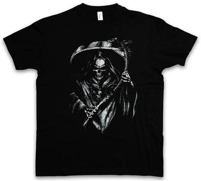 Death Skeleton Scythe Cloak Hood Grim Reaper T Shirt New 100 Cotton Short Sleeve ONeck Tshirt Casual Mens Top