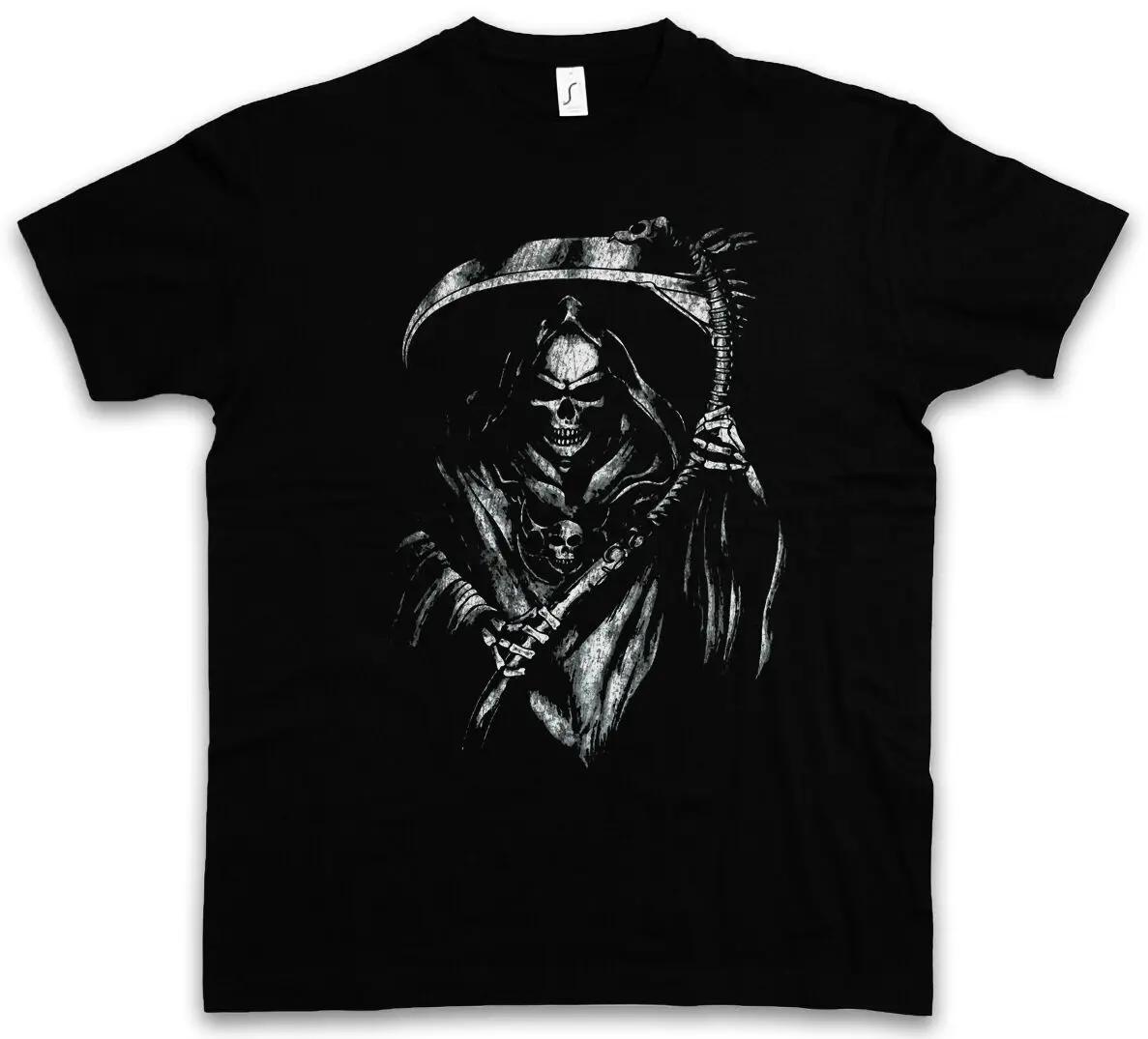 

Death Skeleton Scythe Cloak Hood Grim Reaper T Shirt New 100 Cotton Short Sleeve ONeck Tshirt Casual Mens Top S