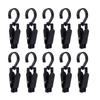 10pcs Clothes Hook Clips Multi Purpose Strong Load Bearing Rotatable Plastic Hat Hanging Clips for Socks Curtains Black