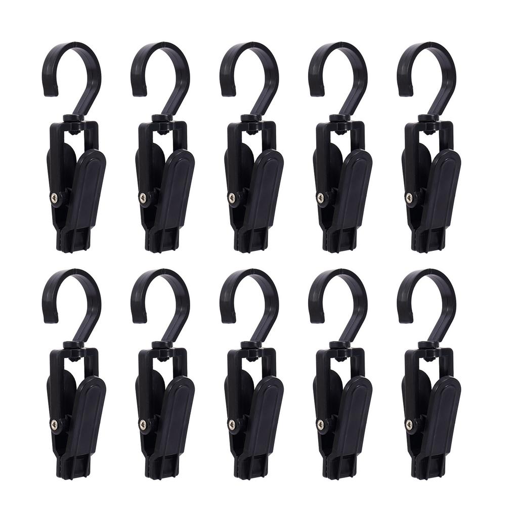 10pcs Clothes Hook Clips Multi Purpose Strong Load Bearing Rotatable Plastic Hat Hanging Clips for Socks Curtains