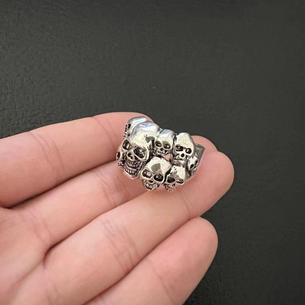 6pcs/Set Punk Men Ring Set Goth Skeleton Rings Vintage Halloween Ring Set  Men