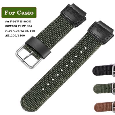 Nylon per Casio per Cinturino Orologio F-91W W-800H SGW400 F91W F84 F105/108/A158/168 AE1200/1300 Cinturino in Pelle di Vacchetta 18mm Braccialetto Uomo Donna