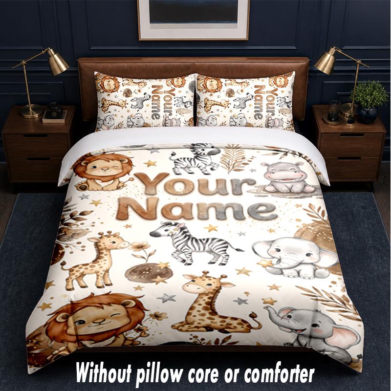 Other Similar Designs Theme Custom Text Or Name 3Pcs Bedding Set,1 Flat Sheet & 2 Pillowcases Personalized Home Bedding