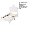 Bed Children Upholstered 90 x 200cm Frame for Girls White Crown Double Made of Faux Leather with LED Lights Slatted And Backrest (Mattress