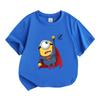 Kids Boys Girls 100% Cotton Crew Neck Short Sleeve T-Shirt, Funny Cute Flying Super Hero Minion Print Casual Comfortable Tee for Children Daily Outdoo