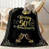 1pc Golden 50th Celebration blanket Soft and Warm for Sofa Office Camping Travel Livingroom Great Gift for Friends and Family Comfortable All Seasons