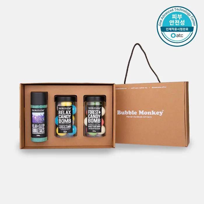 

Bubble Monkey Пузырьковая соль 1 вид + Bubble Candy Bomb 2 вида Набор подарочной соли для ванны 04. Sweet Sleep Package