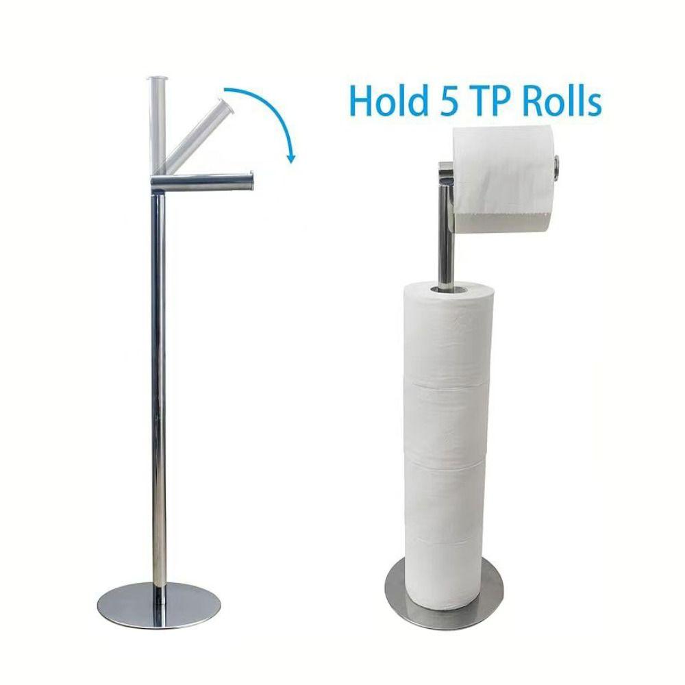 Non-slip Freestanding Toilet Paper Holder Single Pole Floor Standing Paper Dispenser  Bedroom