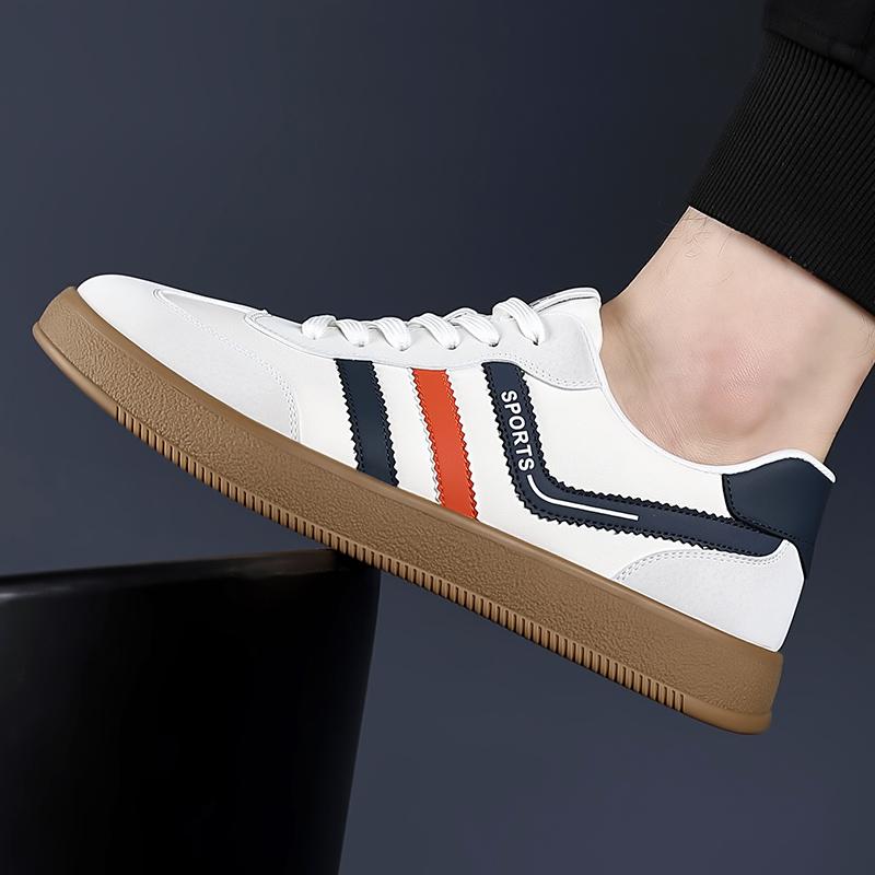 Breathable Lace-up Outdoor Shoes Men's Leather Walking Flats Male Daily Skate Shoes Comfortable Business Dress Sneakers
