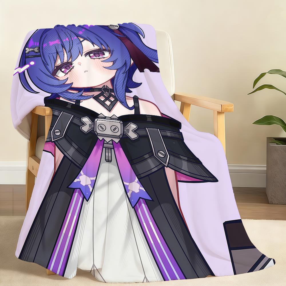 Kawaii P-Prune Genshin Impact Decke Weiche Überwurfdecke für Zuhause Schlafzimmer Bett Sofa Picknick Reise Büro Ruhe Abdeckung Decke Geschenk