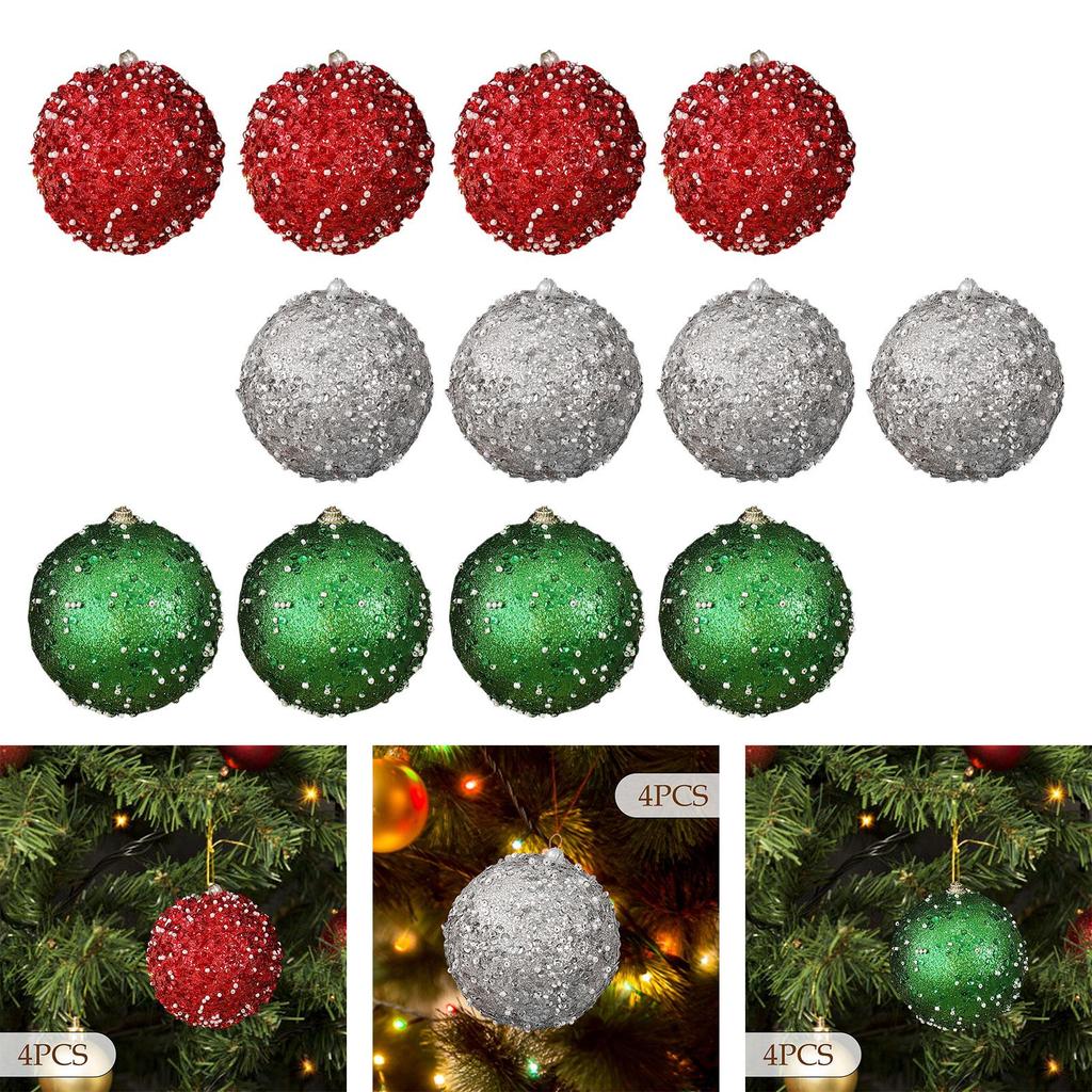 4x Christmas Ball Ornaments Christmas Tree Decorations Tree Ornaments for Indoor Hotel Restaurant Festivals Engagement