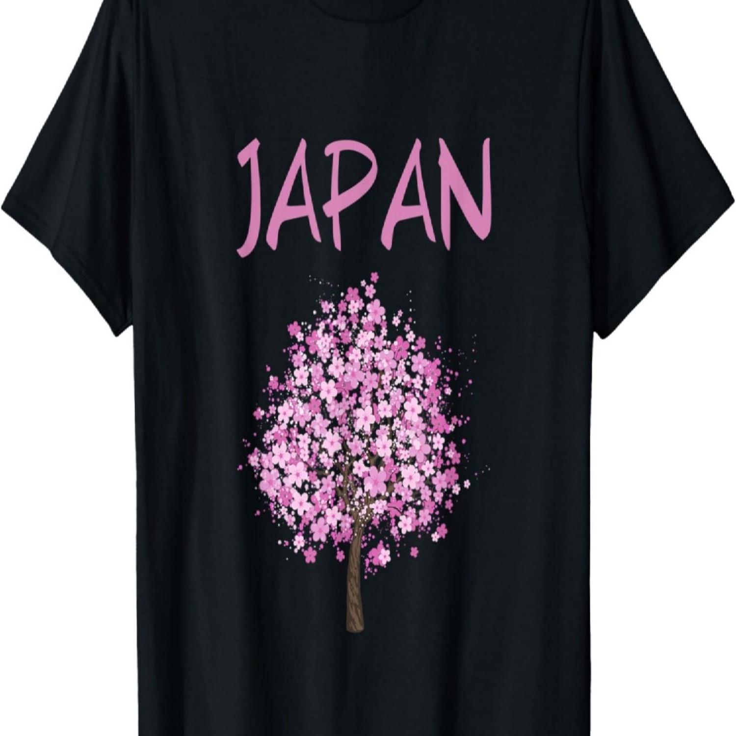 Japan Pink Cherry Blossom Tree T-Shirt S чёрный