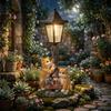 Handbemalte Harz-Outdoor-Figur Licht Solar-Landschaftsdeko-Licht Rasenornament