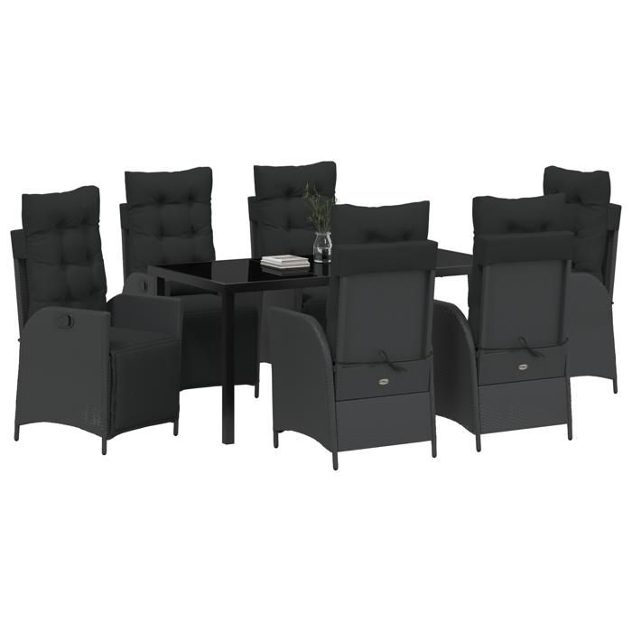 VidaXL Ensemble de salle à manger de jardin 7 pièces Noir Poly Rattan 3380537
