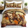 3PC Wild West Cowboy Rodeo Comforter Set Western Duvet Cover with 2 Pillowcases for Bedroom Guest Room Decor