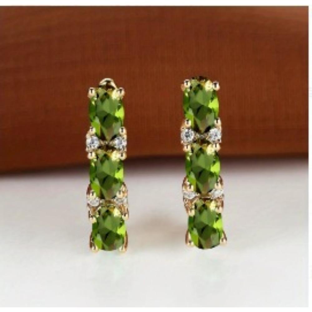 French Style Light Luxury Gold Three Oval Diamond Earrings Buckle Stylish and Fashionable Earring Accessory