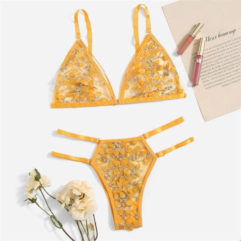 Weiblicher sexy Spitzen-BH, nahtlose Unterwäsche, Bralette, Dessous, ultradünner BH und Slip-Sets