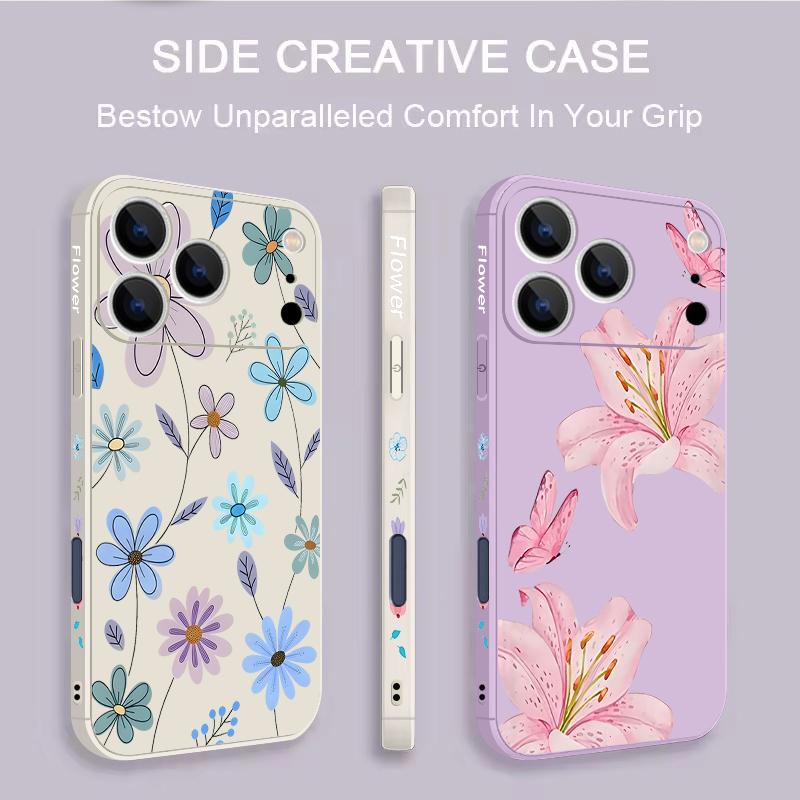 Vintage Flower Case For iPhone 17 Pro Max iPhone 16 15 14 13 Pro Max Magnetic For Magsafe Soft Silicone Phone Back Cover