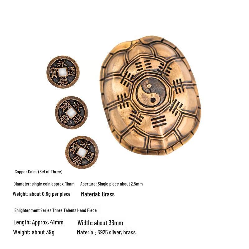 Brass Retro Distressed Tortoiseshell Sancai Handheld Zhouyi Bagua Stress Relief Play Piece