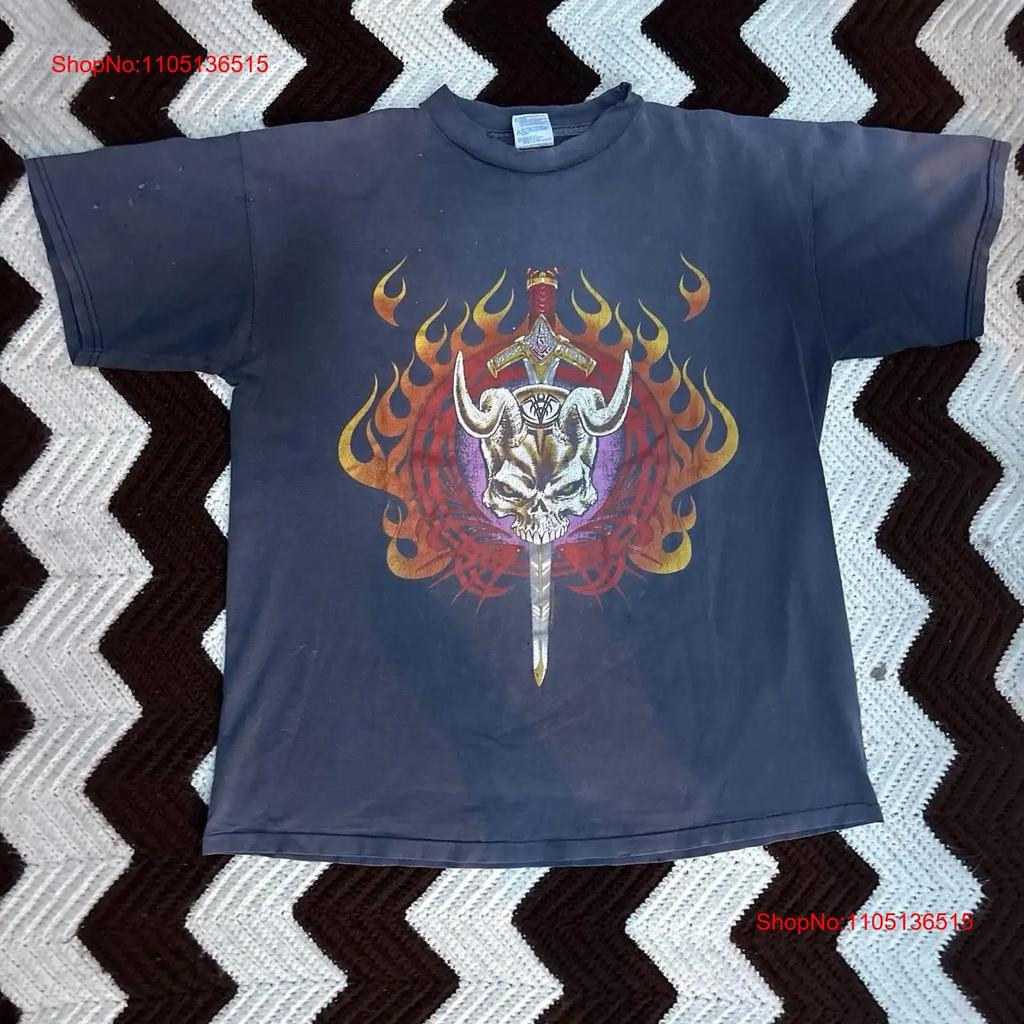 Vtg 90s Demonic Hell Sword Sunrise Sportswear Vamp Style Distressed Faded T Shirt vintage Washed Casual graphic Slightly