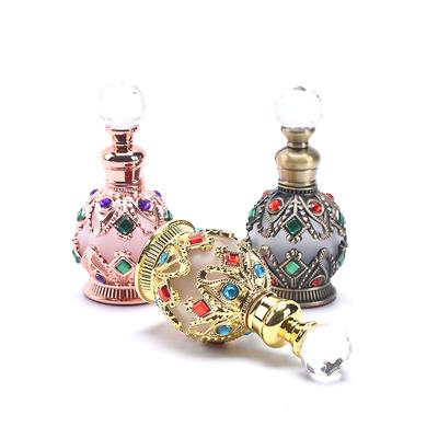 1X Vintage Metal Perfume Bottle Arabian Style Empty Refillable Bottles Container