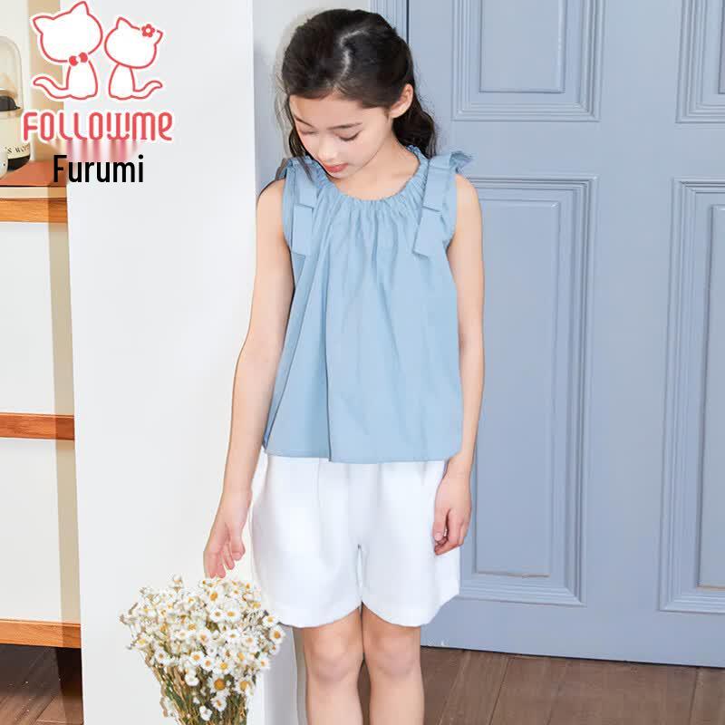 FULUOMI Girls Korean Style Sleeveless Top & Shorts Summer Set 110
