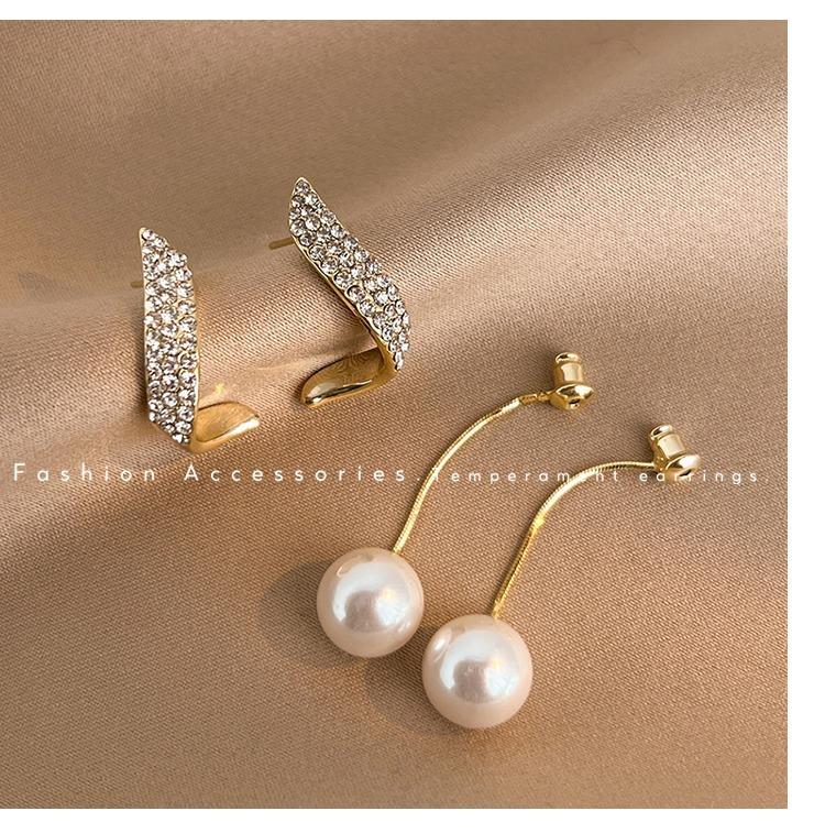 1 pereche de cercei eleganti cu picătură cu perle de imitație, cercei cu picătură delicate, cu franjuri lungi, cu cristale