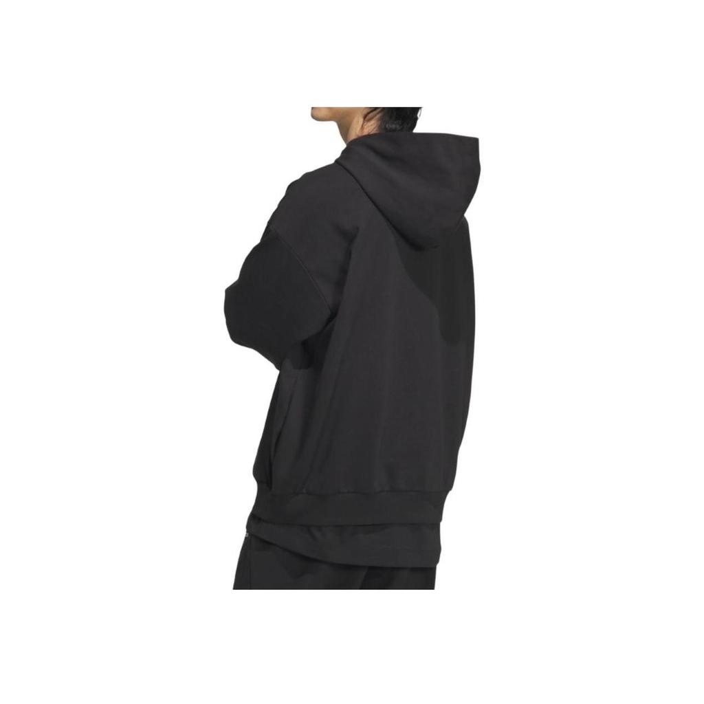 adidas Letter Logo Printed Hoodie, Unisex Soft Breathable Sports Casual Long Sleeve Hooded Sweatshirt Black JN4857