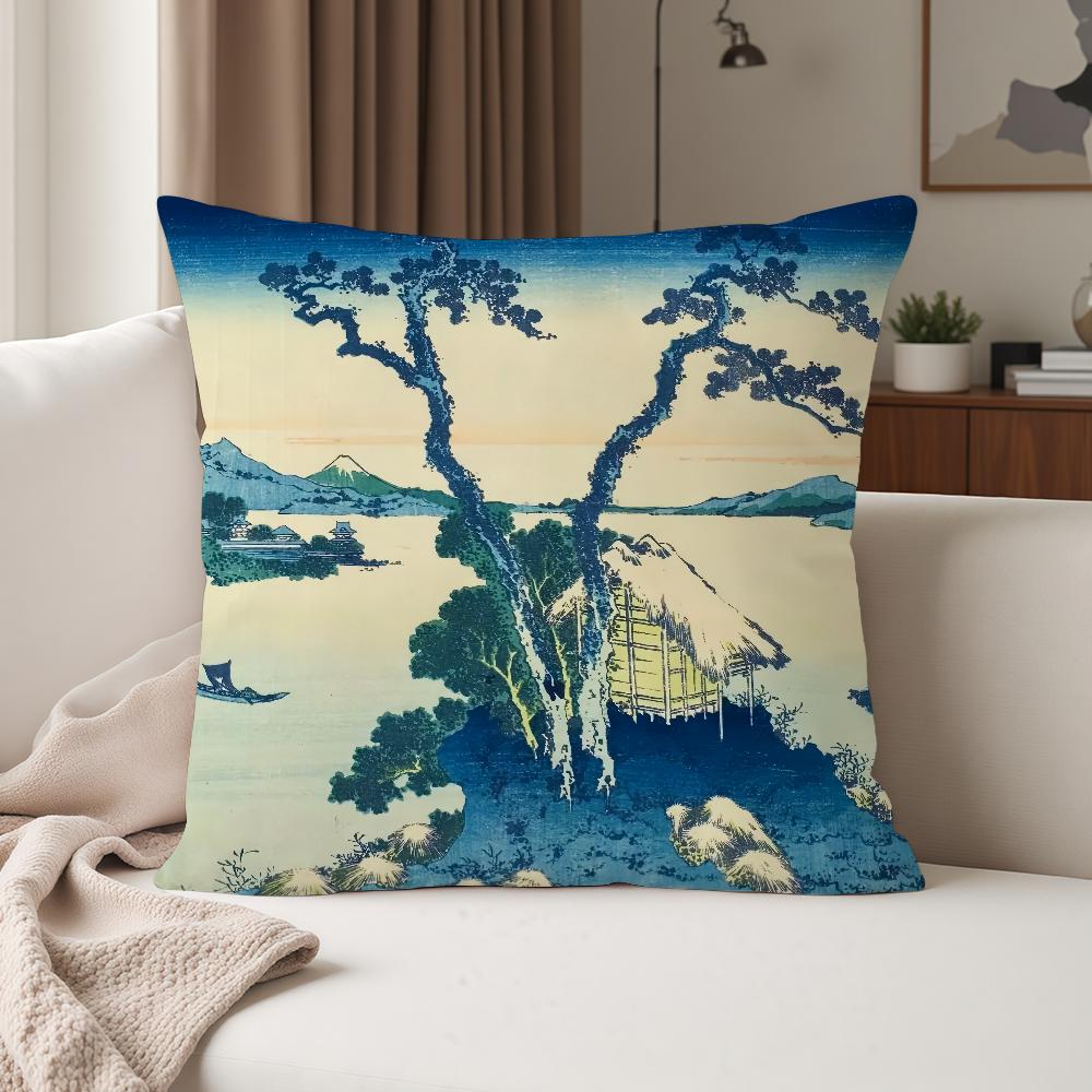 Katsushika Hhokusai Japanese Ukiyoe Pillow Case Suitable For Bedrooms Living Rooms Cars Home Decoration