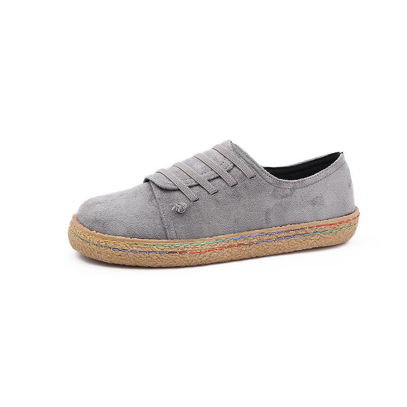 Large size shoes, student canvas shoes, new retro round head women's shoes, flat-soled versatile single shoes, lazy glory