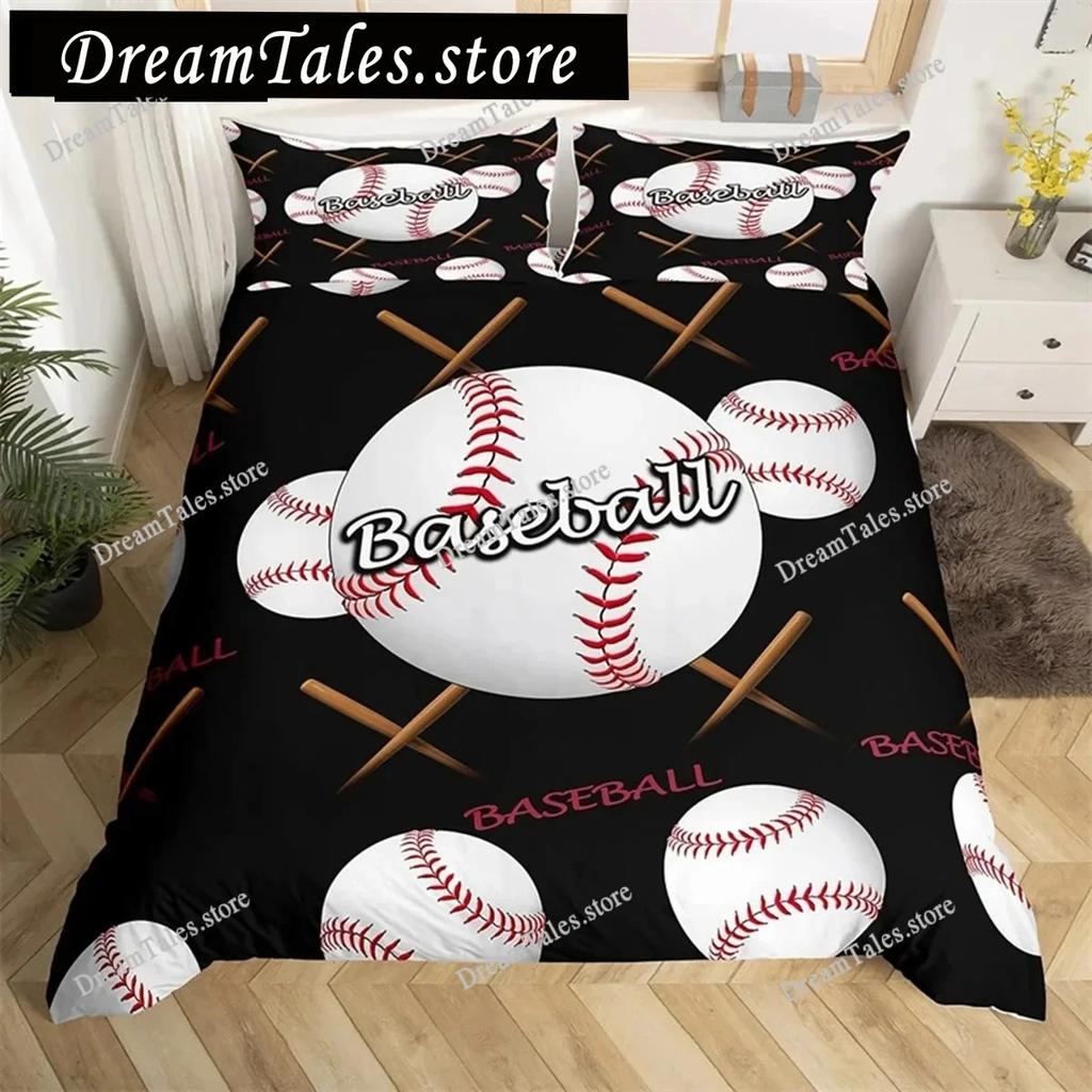 3D Print Baseball Duvet Cover Set Sports Theme Bedding Set King Baseball Gaming Geometry Stripe Quilt Cover for Boy Girl