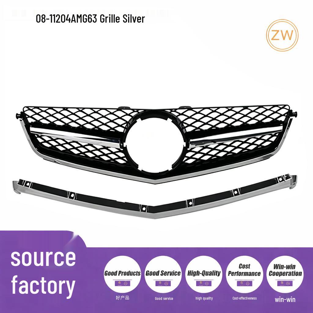 Fits Mercedes-Benz C-Class W204 (2008-2011) AMG Style 63 Single Bar Front Radiator Grille.