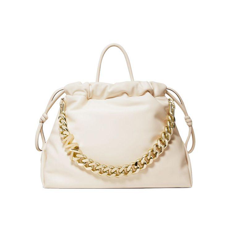 

Michael Kors Lina Letter Logo Chain Tote Bag Retro Drawstring Commuter Women tote bags Cream-White 30F1L9NT8U-LT-CREAM Basic Set (Bag+Dust Bag)