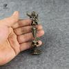 Nepal Handmade Solid Brass Angry Lotus Master Base Vajra Pestle Magic Pestle Eychains Holder Desk Decoration Paperweight Crafts