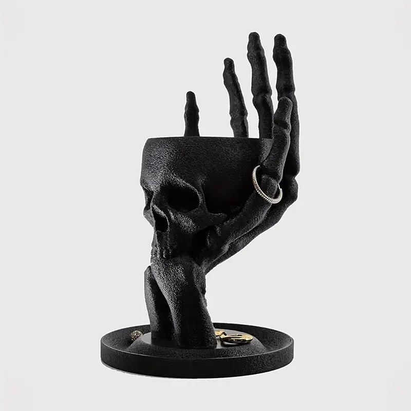 Gothic Skeleton Hand Jewelry Stand Black Plastic Necklace Earring Organizer Monster Hand Jewelry Display Tray Retro Home Decor