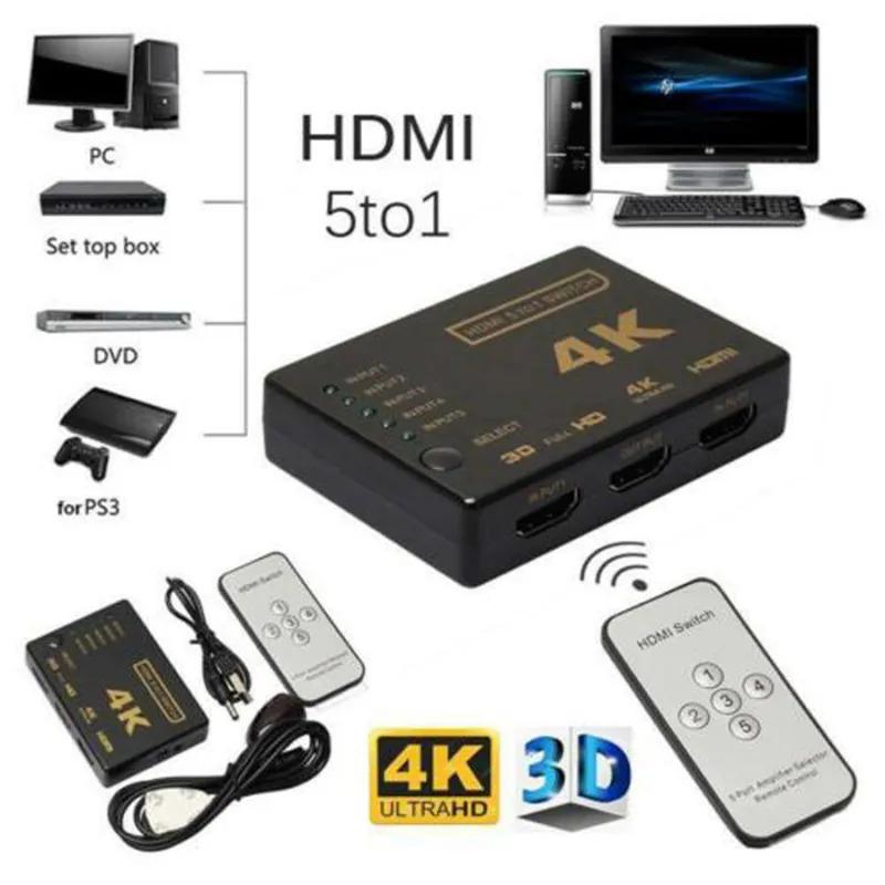 

Новый 5-ПОРТОВЫЙ 4K АВТОМАТИЧЕСКИЙ ПЕРЕКЛЮЧАТЕЛЬ СЕЛЕКТОР РАЗВЕТВИТЕЛЬ ХАБ ИК ПУЛЬТ HDTV 5-ВХОДОВ-1-ВЫХОД