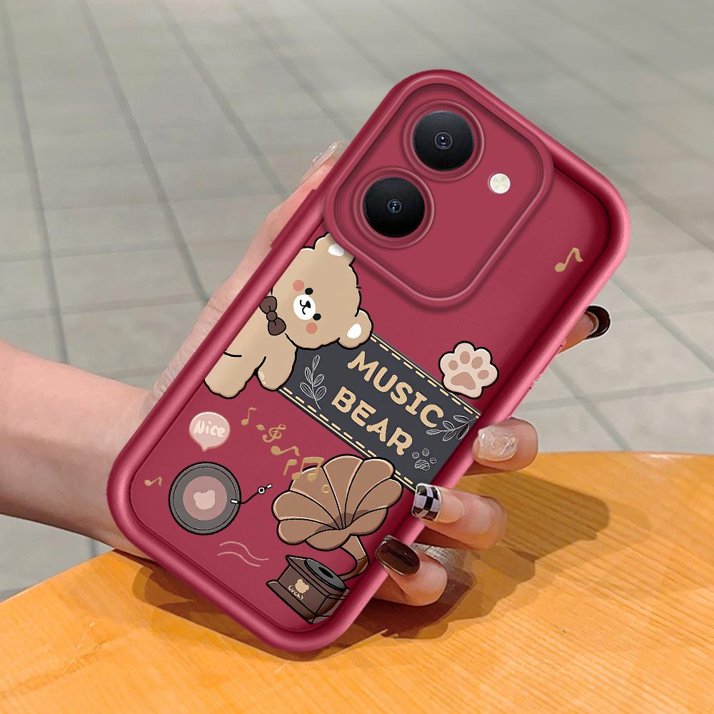 

Мягкий силиконовый квадратный чехол с рисунком лестницы для телефона, полное покрытие, противоударный защитный резиновый чехол для камеры для Vivo Vivo Y91I темно-красного