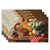 4pcs Rectangular Tapestry Placemats Suitable & Dining Table - Pastoral Vegetable Table Mats with Rustic Farmhouse, Machine Washable Polyester Clot