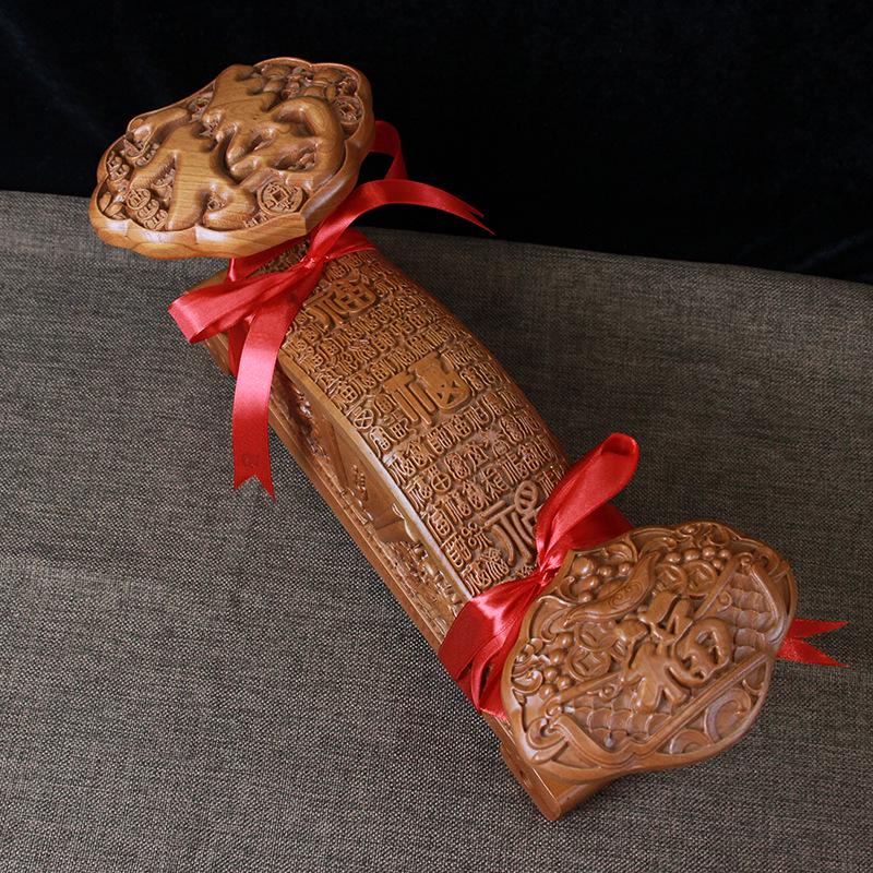 Peach Wood Ruyi Ornament – Solid Wood Handcrafted Gift for Home or Living Room Decor Ruyi Length 30cm