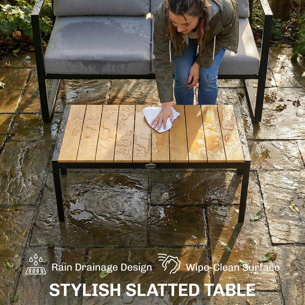 Outdoor Garden Furniture Set 4 Piece Patio Furniture With Slatted Table Indoor Outdoor Balcony Patio Conservatory Set