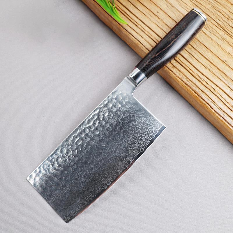 7 Inch Chinese Chef Knife Damascus Steel Blade Wood Handle Slicing Vegetables Cleaver Meat Handmade Forged Kitchen Knife Messer